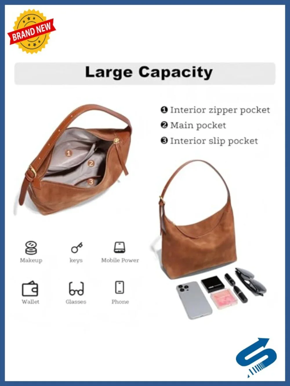 Faux Suede Hobo Bag with Adjustable Shoulder Strap